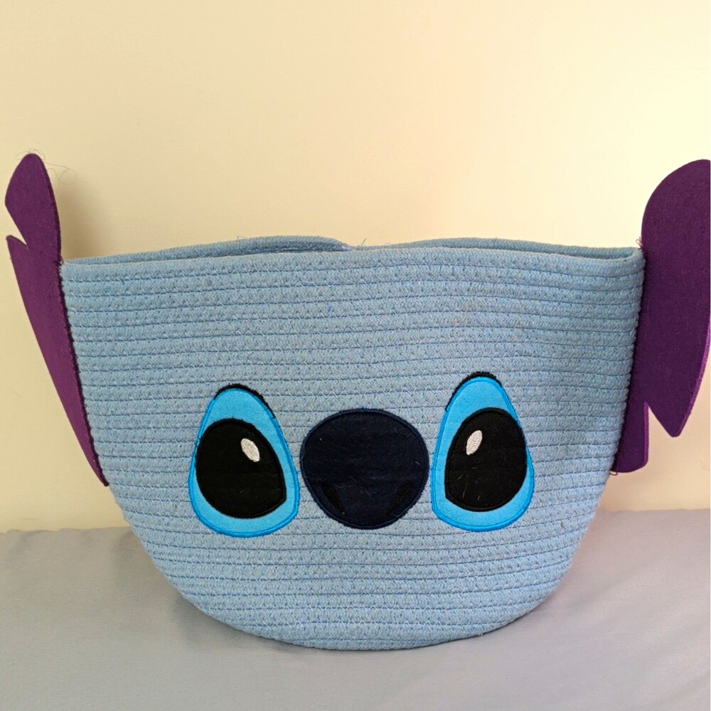 Disney Stitch Blue/Purple Woven Oval Storage Basket Bin 13x9x9 in